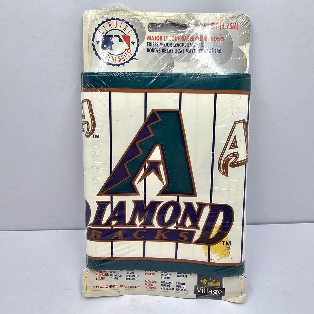 Vintage MLB Arizona Diamondbacks Wallpaper Border Roll Village Pinstripe Sealed